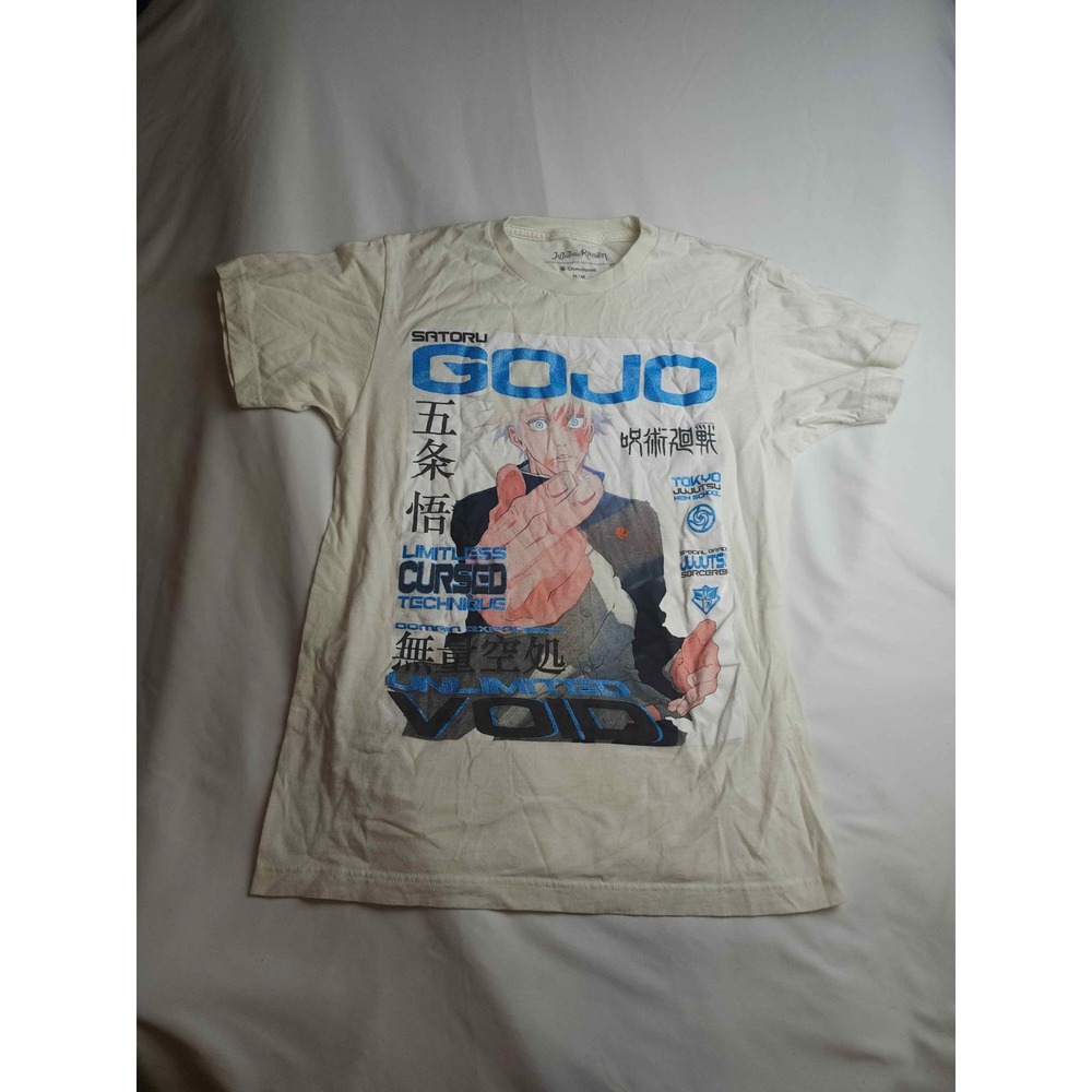 Jujutsu Kaisen Satoru Gojo Graphic T-Shirt Crunchyroll Cream Mens Medium